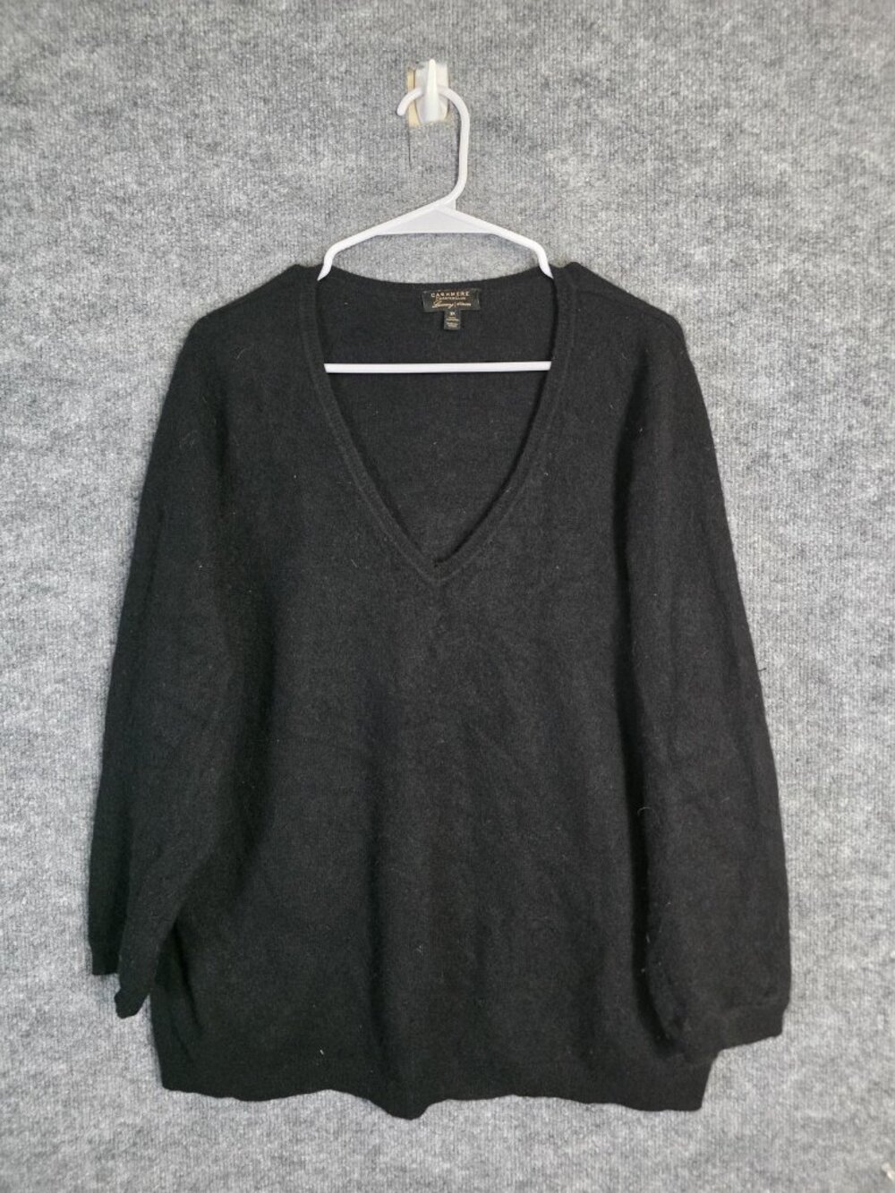 Charter Club Sweater Womens 3X Black 100% Cashmere V Neck Pullover Pilling